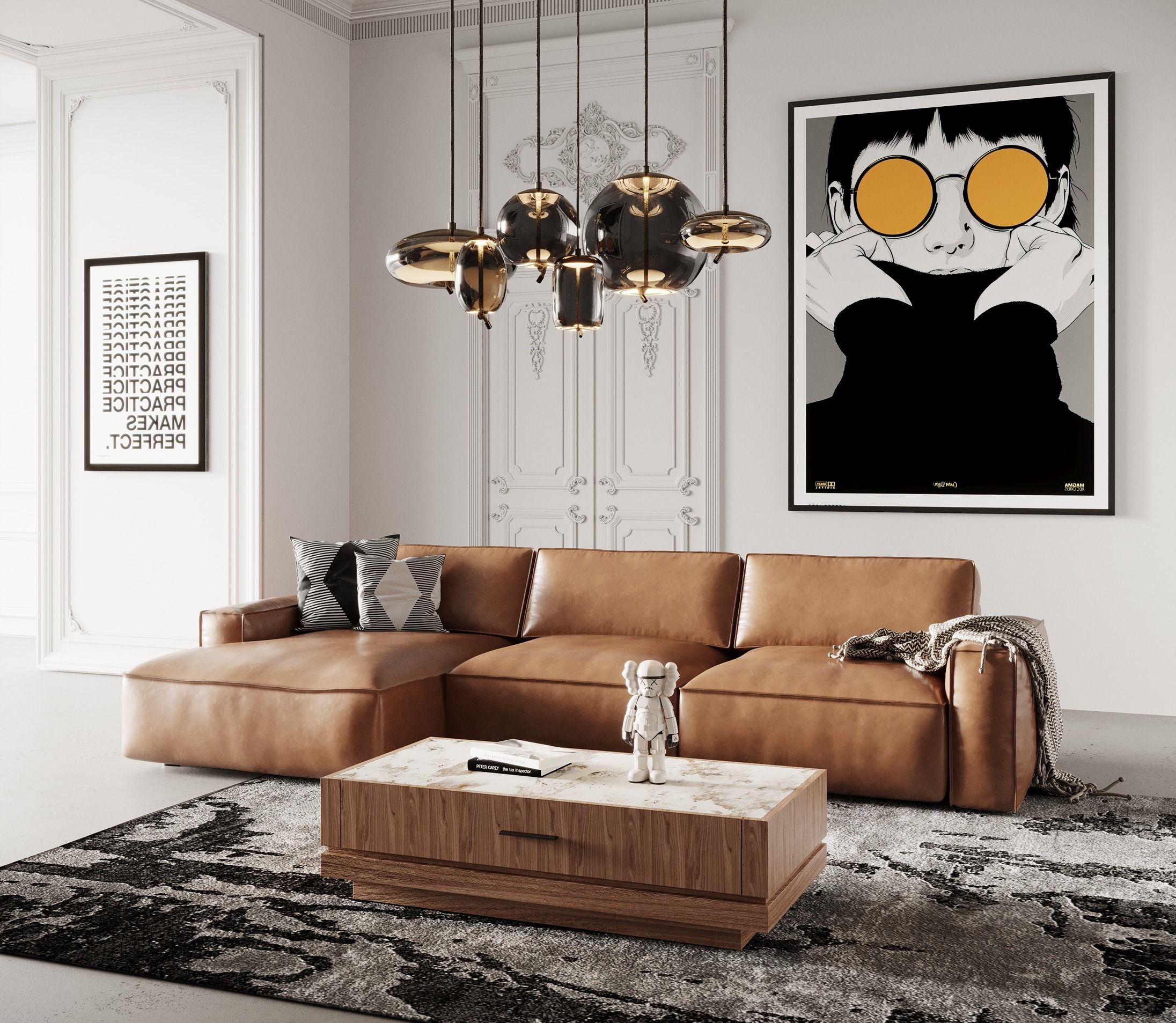Cognac Leather Sectional